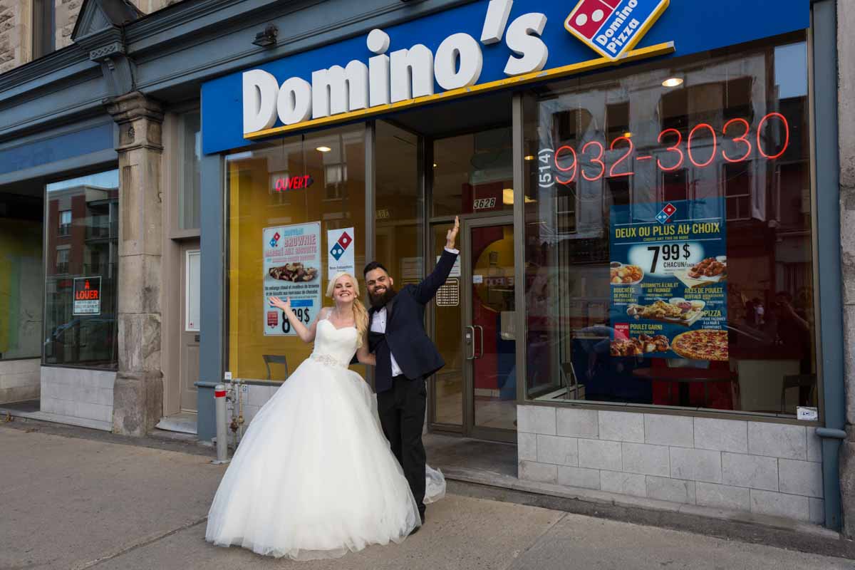 Wedding couple domino's pizza montreal