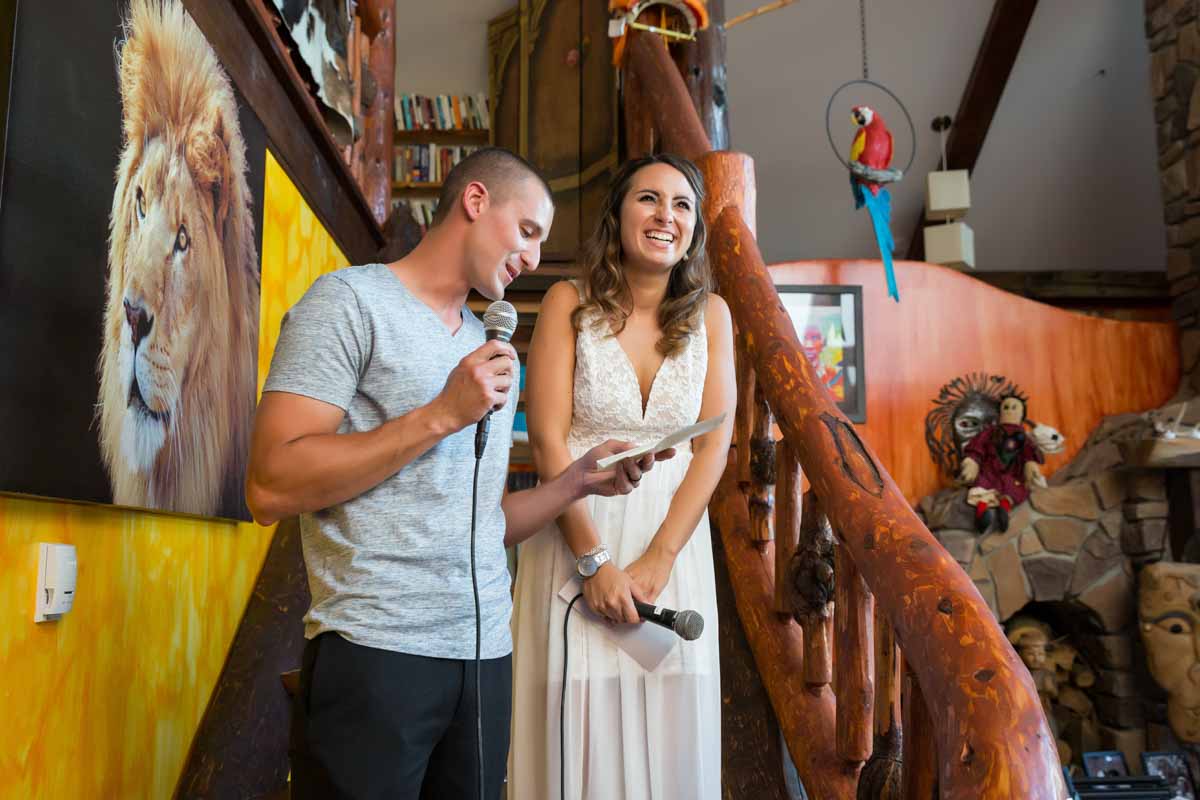 Pixelicious Kc and Quinn wedding Rosebud Resort reception speech