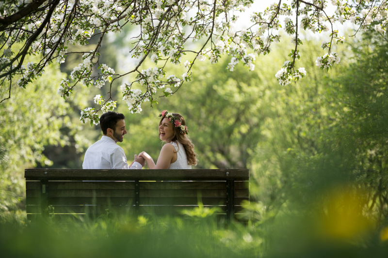 Couple sitting on bench