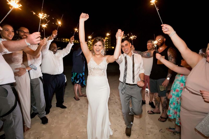 Sparklers on the beach