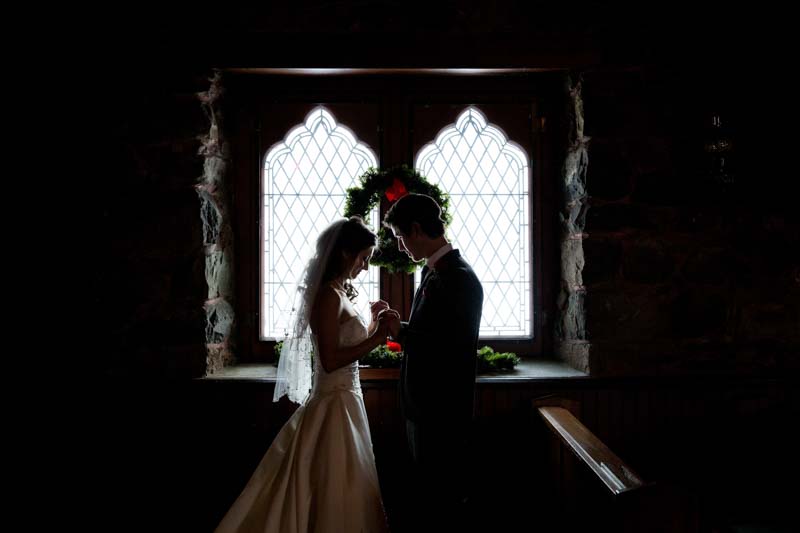 Bride and groom at the church