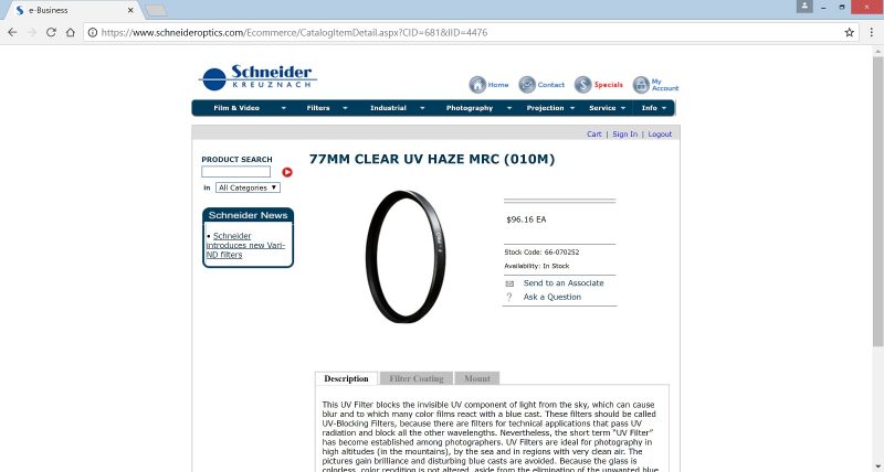 UV filter example