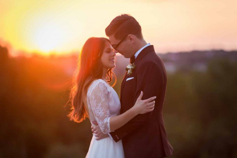 Entrepots Dominion wedding Montreal sunset on rooftop