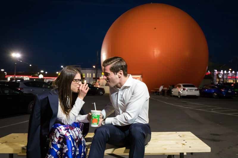 Hotdog outside Gibeau Julep Orange