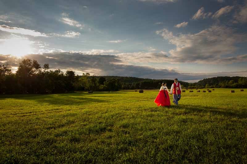 Korean wedding at sunset