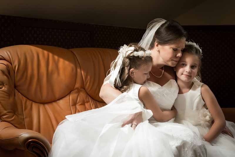 Bride with daughters at Manoir Grant