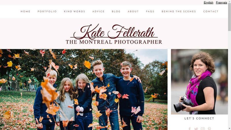 Screenshot of Kate Fellerath's homepage
