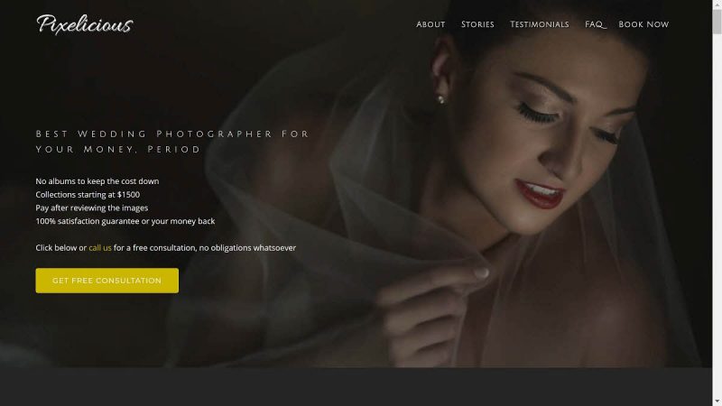 Pixelicious Wedding Photography Montreal homepage screenshot